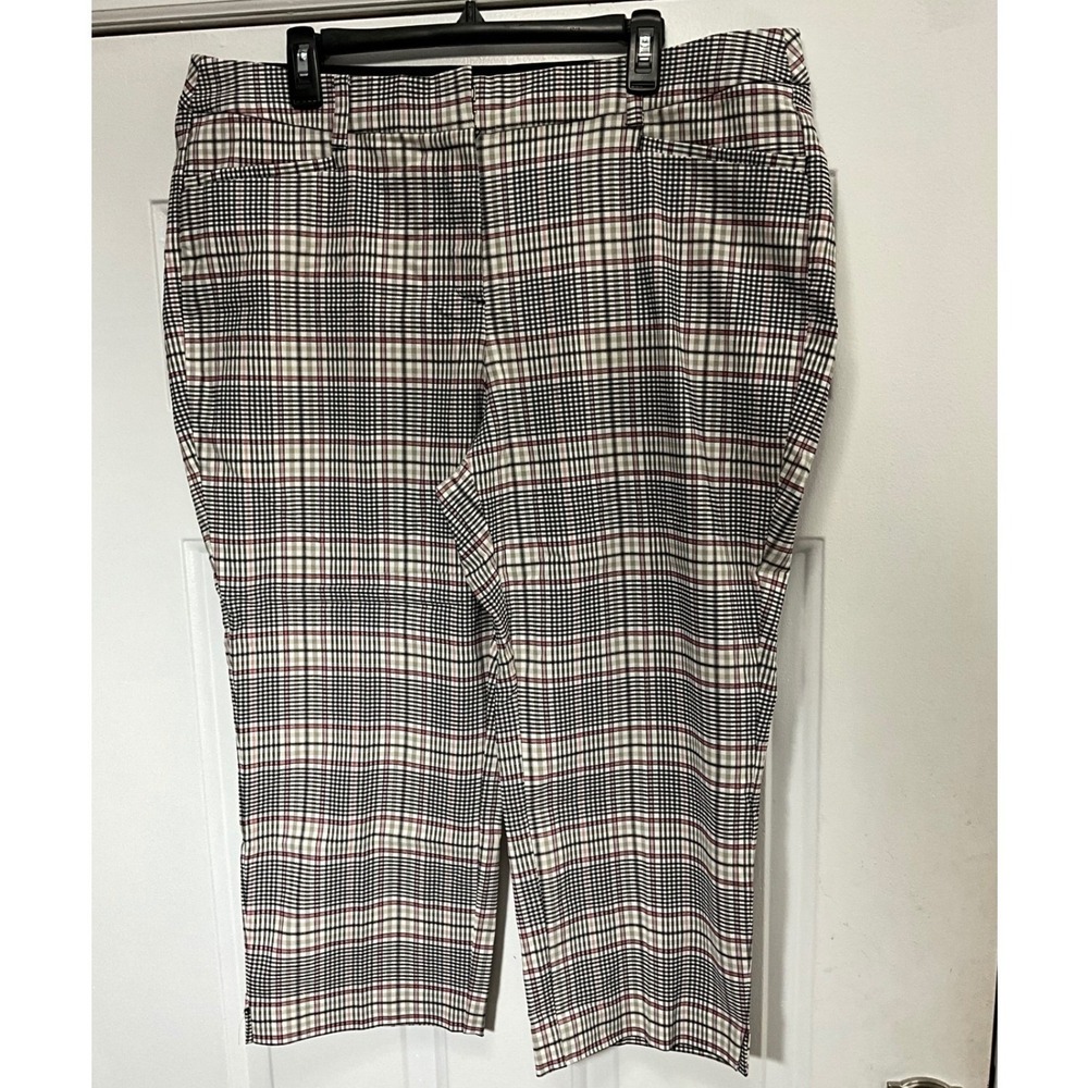 Lane Bryant 4-Season Slim Capri Pants Size 20 Glen Plaid Check Multi-Color NWT